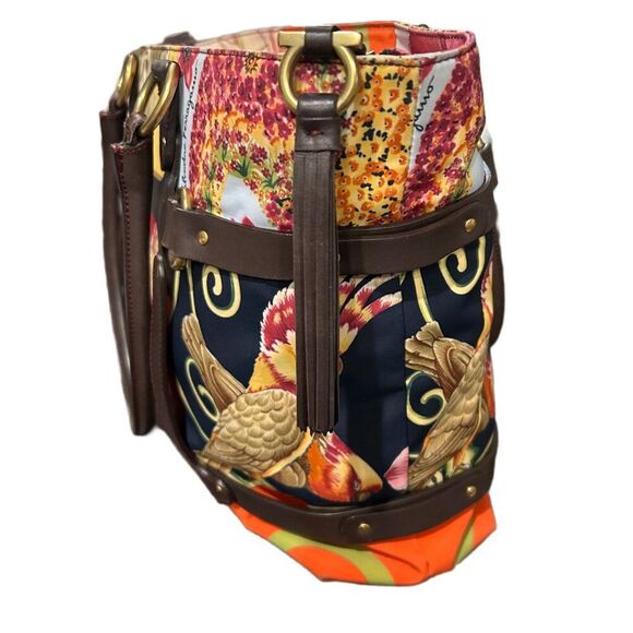 Salvatore Ferragamo Multicolor Fiera Print Nylon and Leather Tote Handbag - EUC - Picture 2 of 16